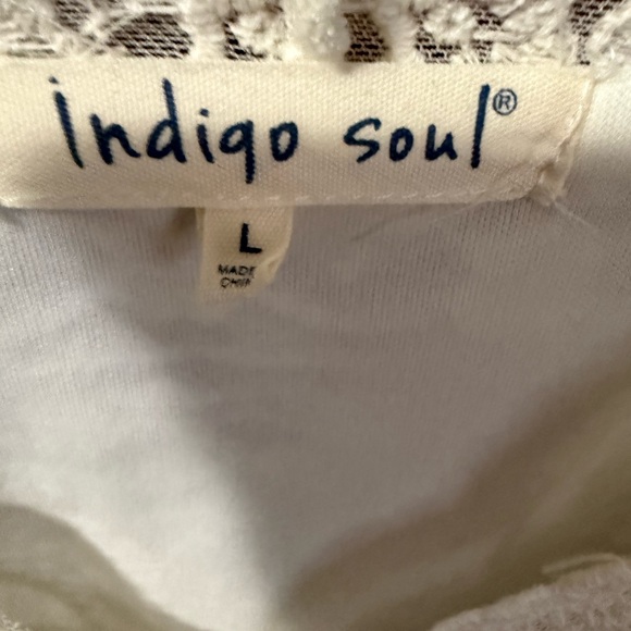 Indigo Soul White Lace Boho Tunic Top – Size Large - Picture 4 of 5